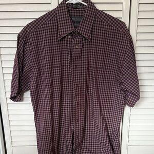 Van Heusen Men's Maroon Plaid Button Down Shirt
